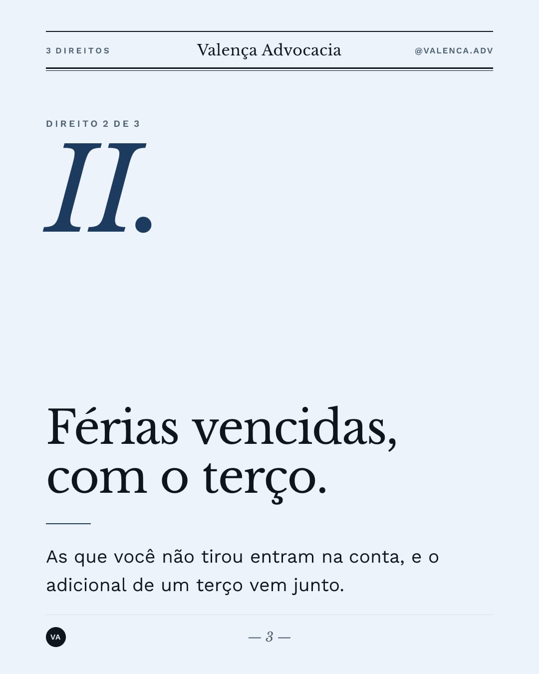 Slide 3 do mesmo carrossel jurídico de exemplo